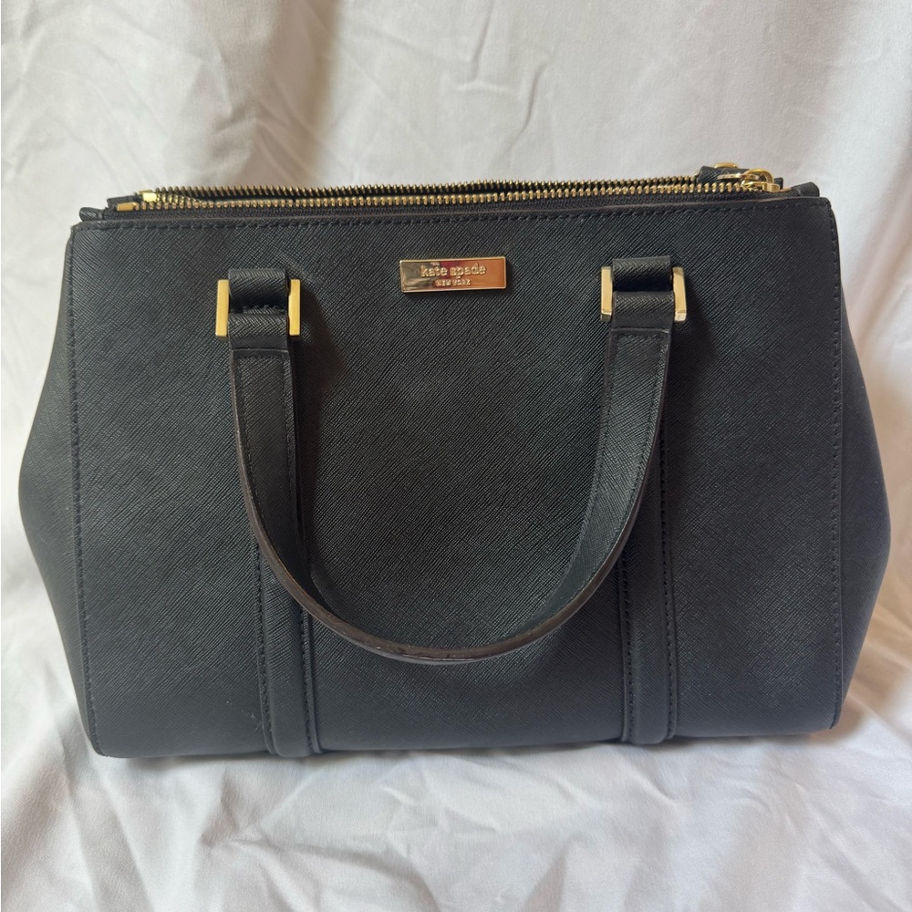 Kate Spade Black Satchel with Gold Accents